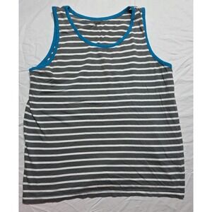 Vintage‎ Blue Gear Tank Top Mens Large Blue Striped Beach Surf Skate Y2K
